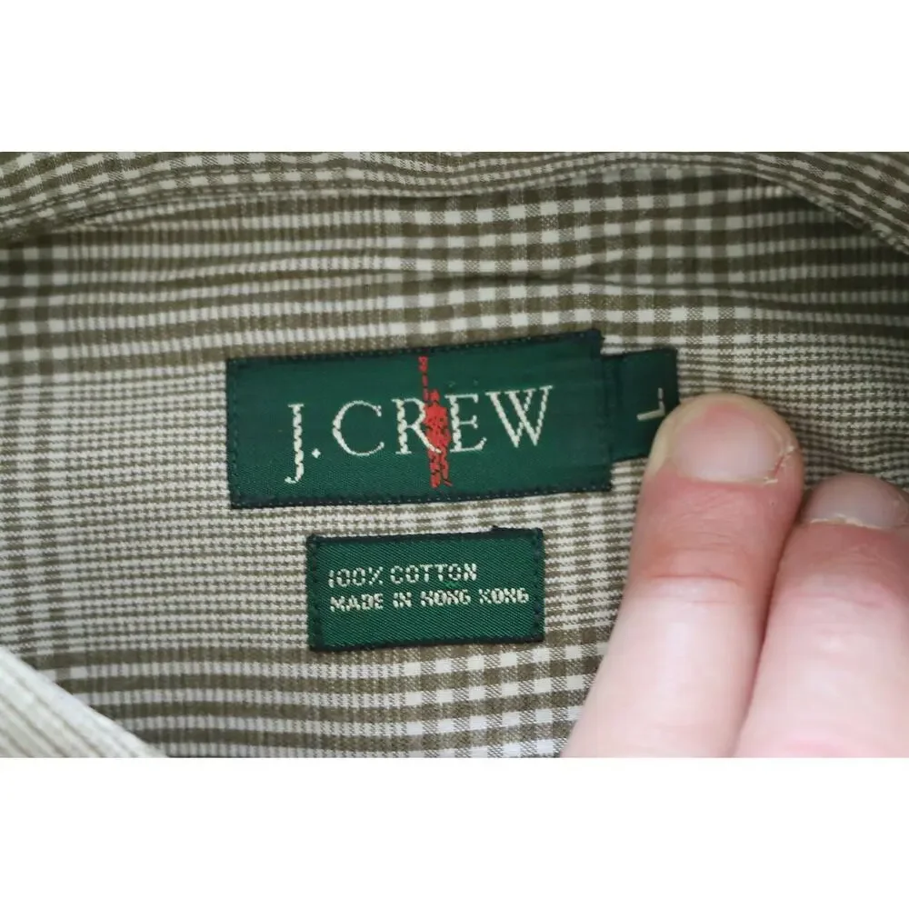 J.Crew Men's L‎ Brown, Beige & Tan Plaid LS BF 100% Cotton Shirt EUC